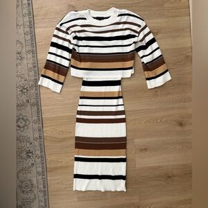 Anthropologie Current Air striped layered sweater midi dress